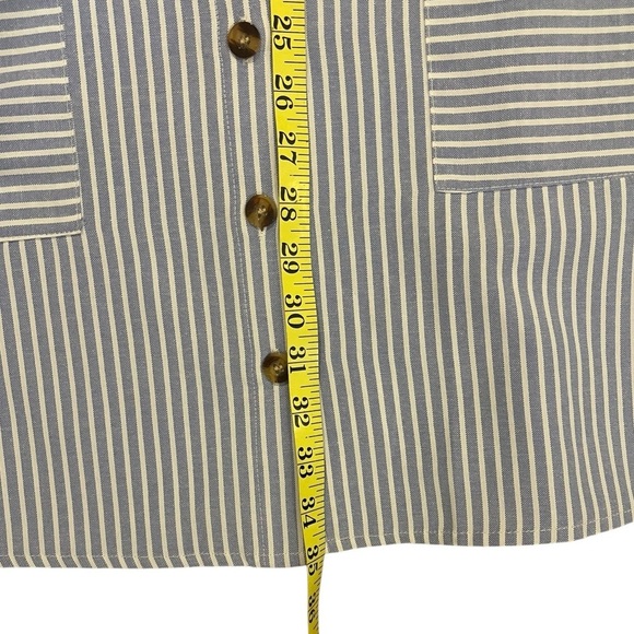 Striped shirt dress button front contrasting pockets collared blue white medium - Picture 10 of 10